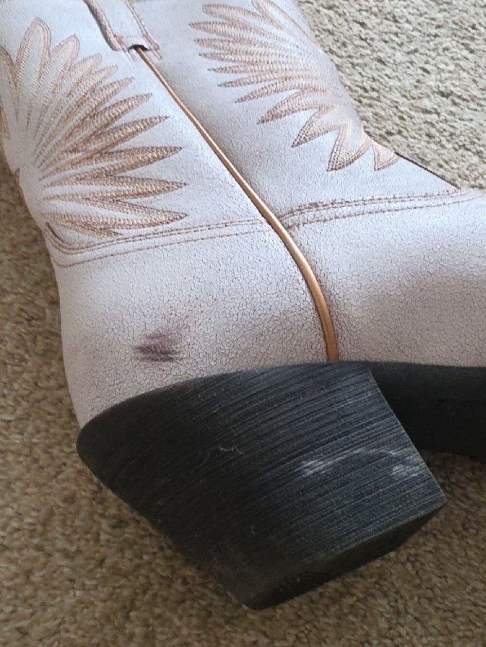 Leather Goldie Ariat Women's Size 11 Wide White Western Embroidered Cowboy Boots - Picture 5 of 9